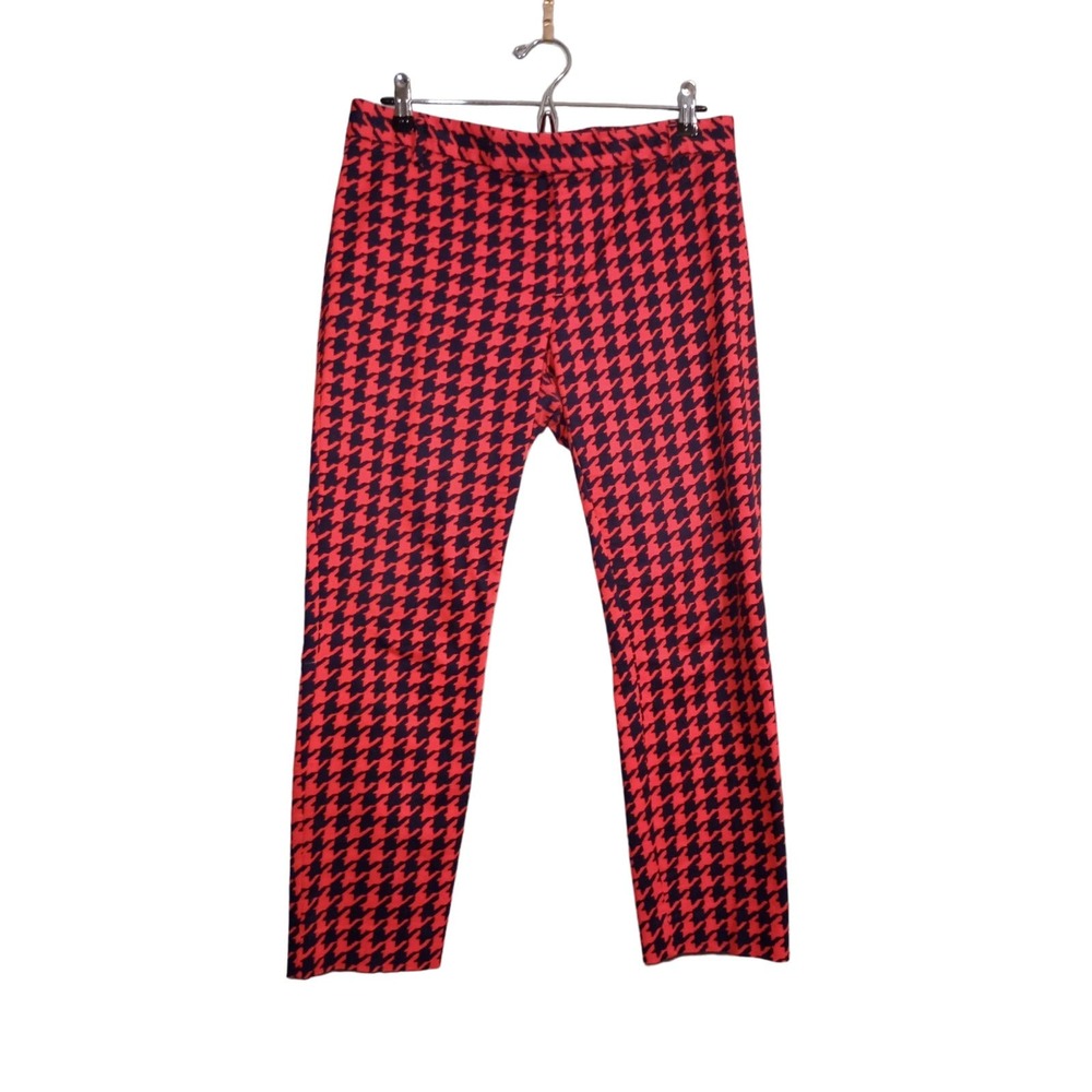 Gap-Slim Cropped Slacks-Red/Navy Houndstooth- Women's Size 10 Stretch